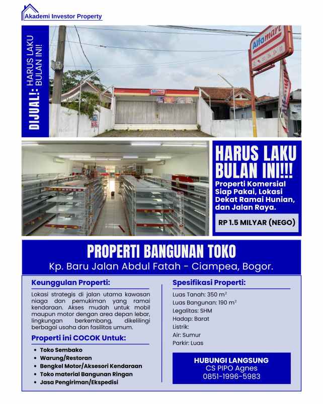 dijual cepat property usaha murah ex toko alfamart