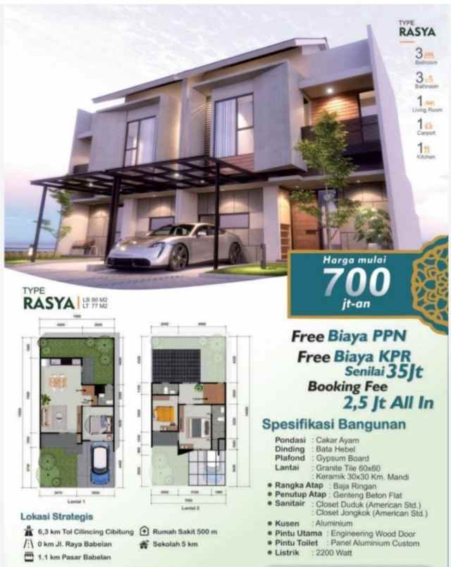 dijual rumah babelan bekasi jawa barat