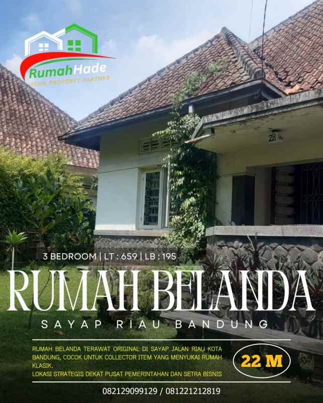 dijual rumah belanda terawat di sayap riau