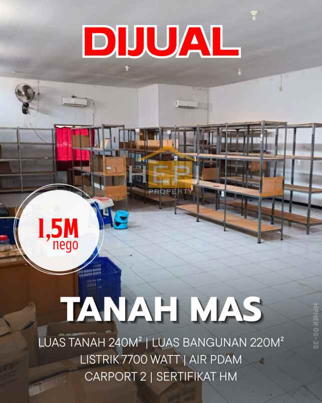 dijual rumah bentuk gudang di tanah mas semarang utara