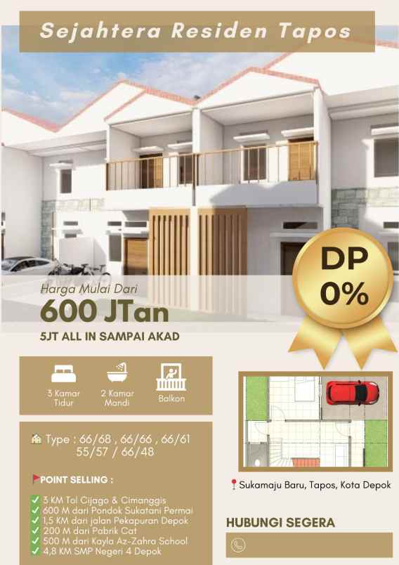 dijual rumah di depok tapos