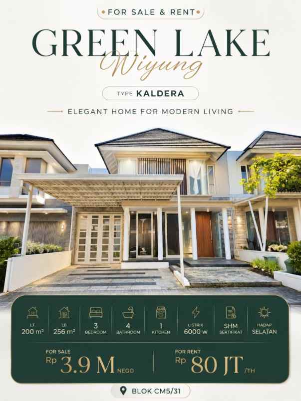 dijual rumah jalan the greenlake citraland