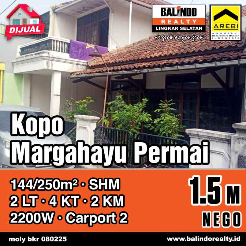 dijual rumah komplek margahayu permai