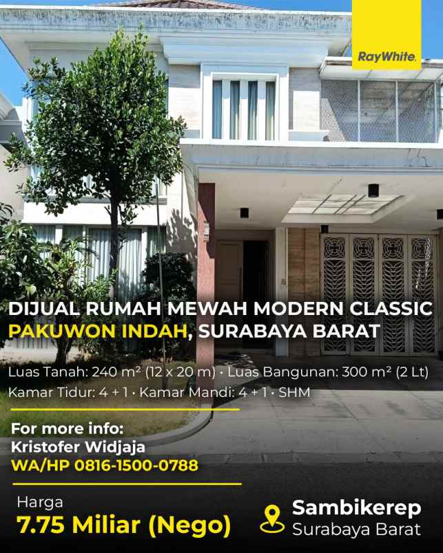 dijual rumah la riz wood pakuwon indah