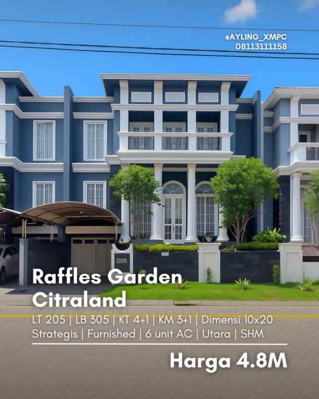 dijual rumah rumah raffles garden citraland