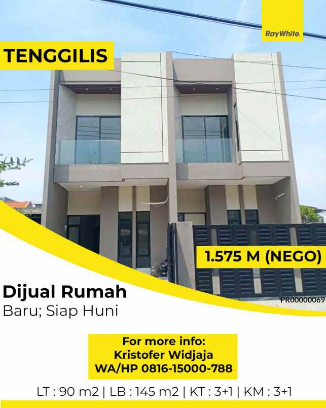 dijual rumah tenggilis mejoyo selatan