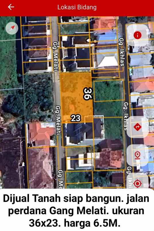 dijual tanah jalan perdana gang melati