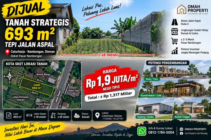 dijual tanah jl nambongan caturharjo