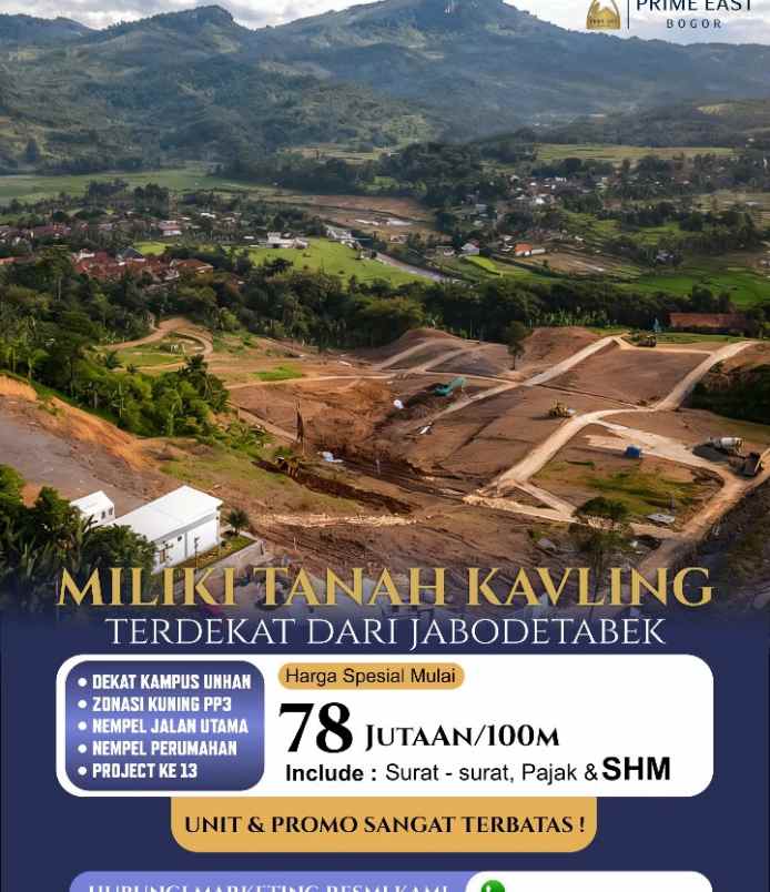 dijual tanah jl pabuaran sukamakmur