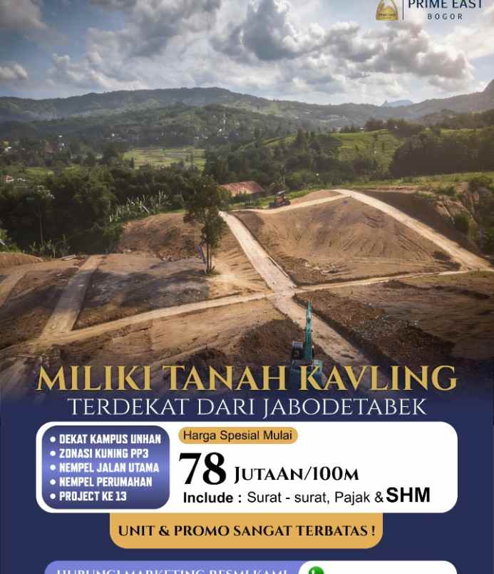 dijual tanah jl pabuaran sukamakmur