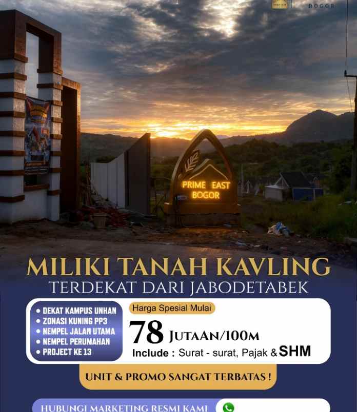 dijual tanah jl pabuaran sukamakmur