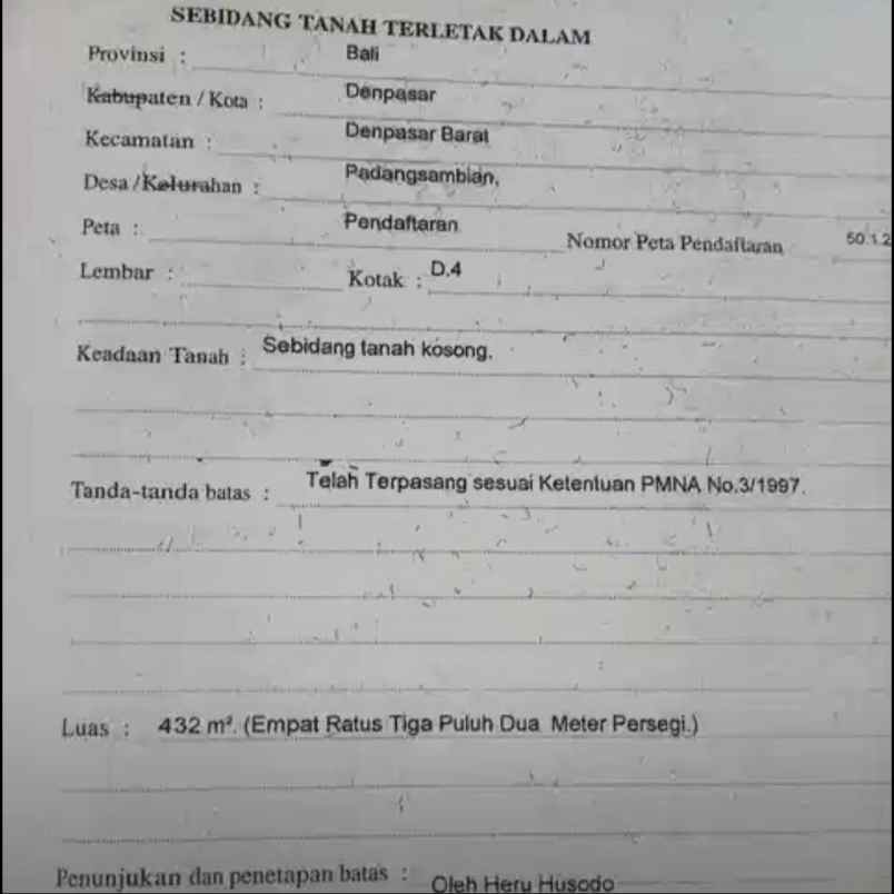 dijual tanah mahendradata