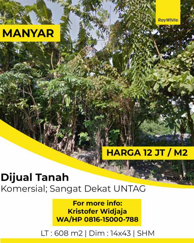 dijual tanah manyar rejo