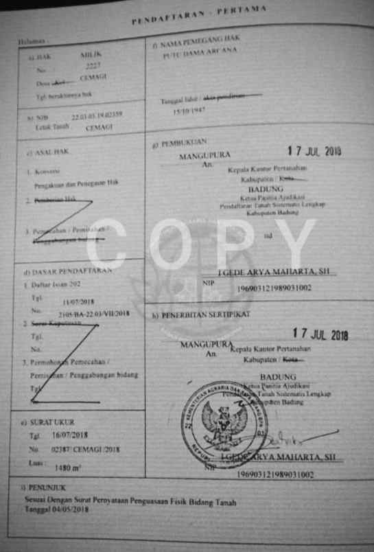 dijual tanah pantai mengening