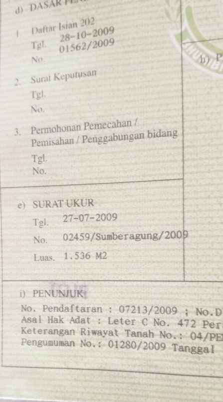 dijual tanah sawah produksi