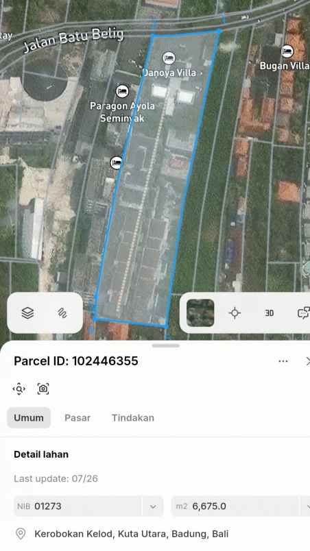 dijual villa batu belig