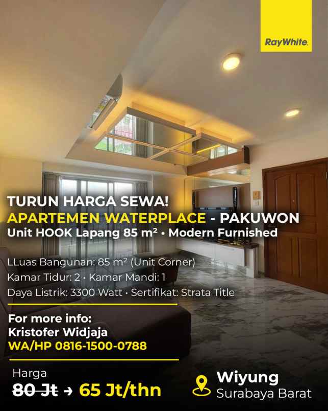 disewakan apartemen waterplace pakuwon indah