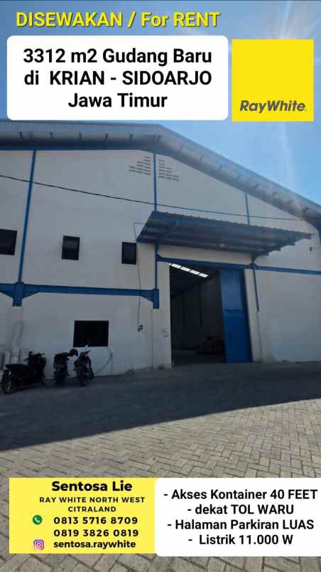 disewakan ruko gudang kantor jalan krian