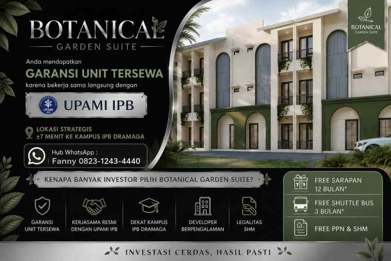 investasi kost di bogrs botanical garden suite 1 25 m