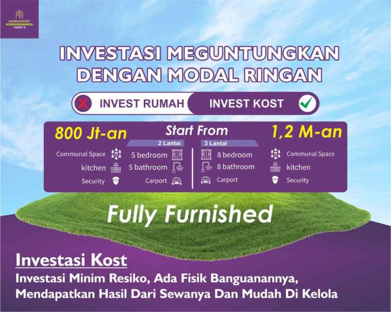 Investasi Rumah Kost Di Bandung 3 Lantai 8 Kamar Tidur