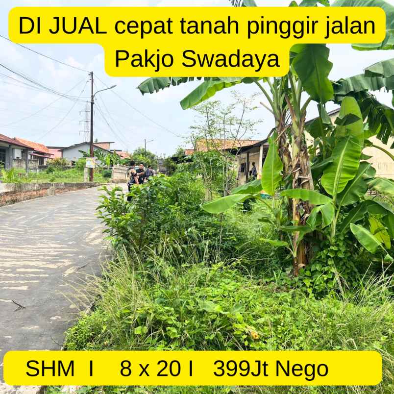 jual murah tanah pinggir jalan pakjo swadaya