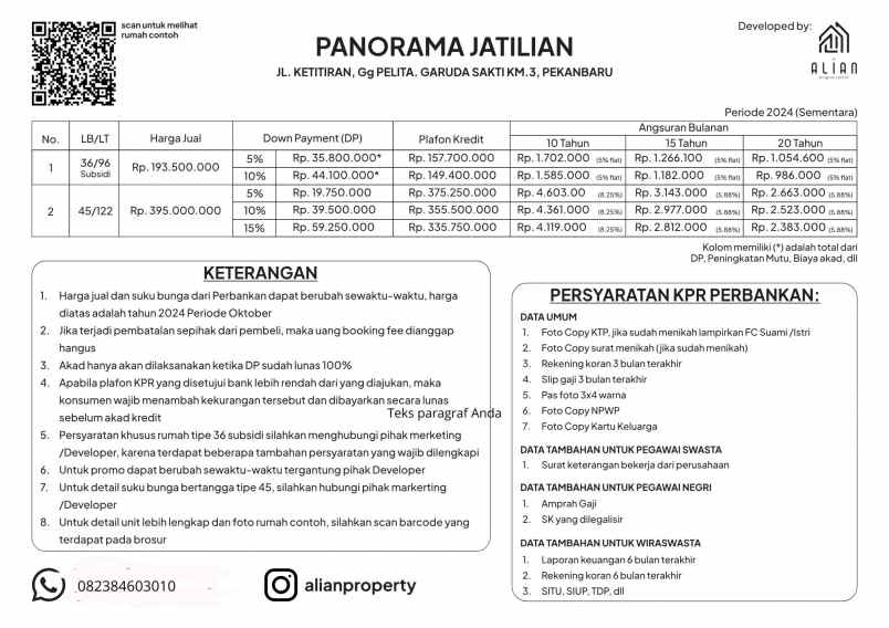 jual rumah tipe 45 panorama jatilian