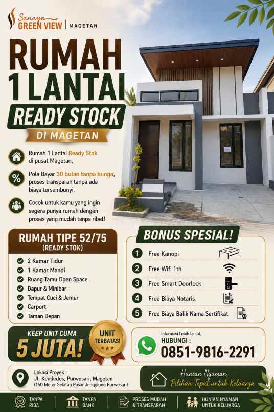 rumah 1 lantai ready stock di magetan