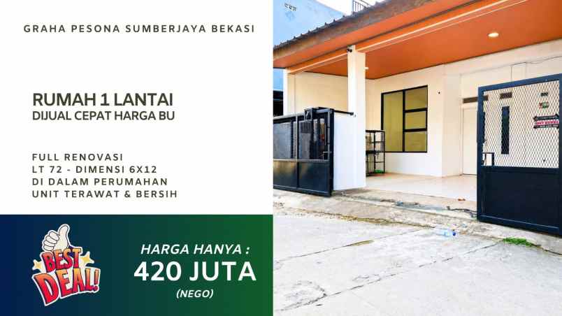 rumah dijual cepat tambun bekasi harga bu