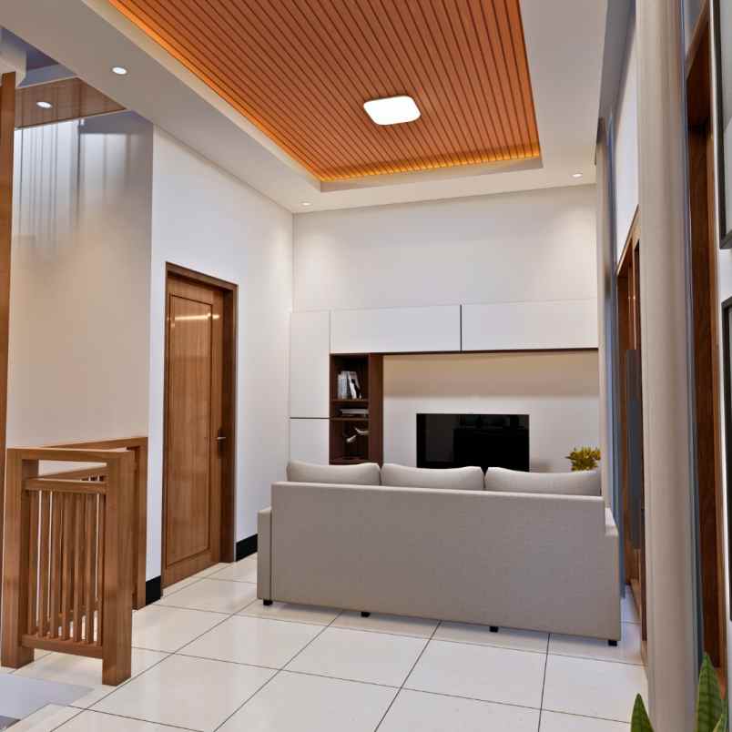 rumah etnik bali view persawahan dan gunung merapi