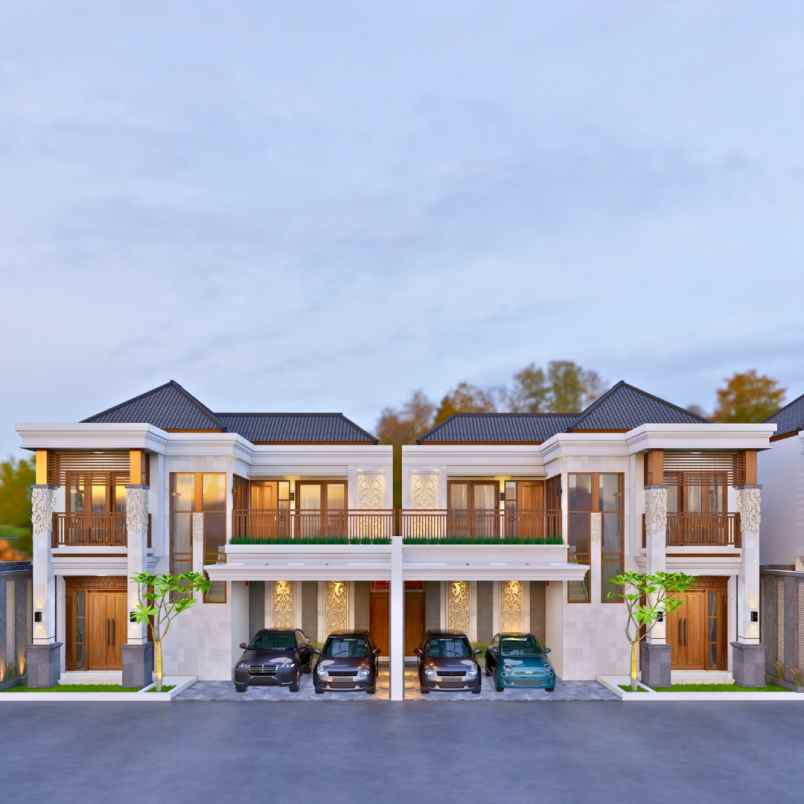 rumah etnik bali view persawahan dan gunung merapi