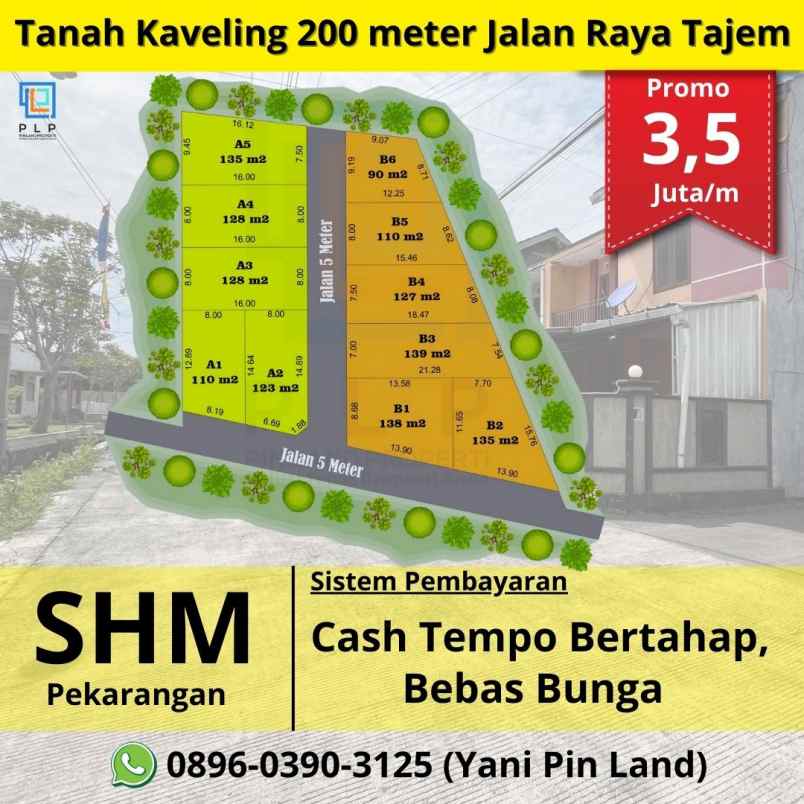 tanah dekat jalan raya tajem shm pekarangan