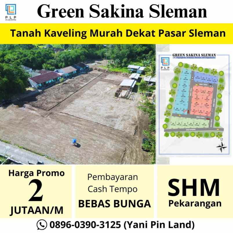 tanah kaveling shm pekarangan dekat pasar sleman