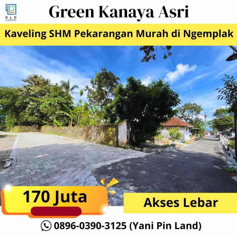 tanah shm pekarangan di ngemplak sleman 170 juta