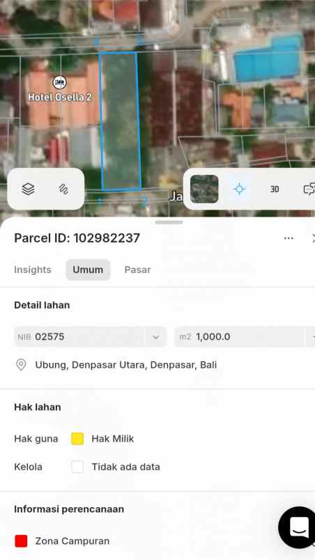dijual 10 are jl pidada ubung gatsu barat denpasar