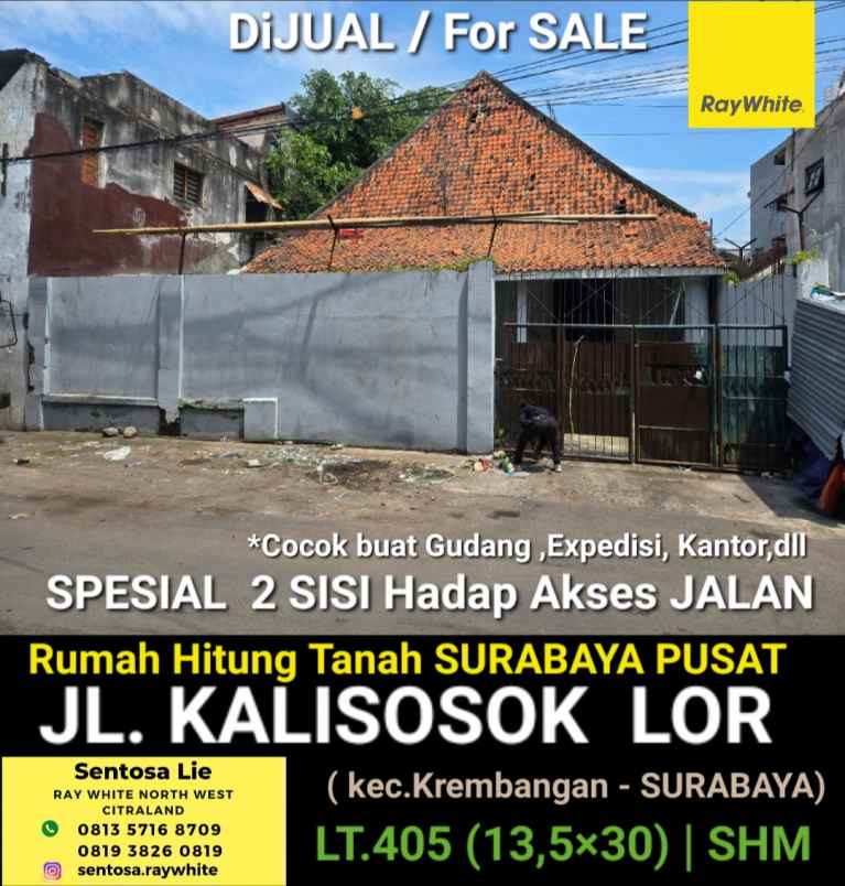 dijual ruko gudang kantor jalan kalisosok lor