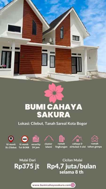 dijual rumah cilebut tanah sereal bogor