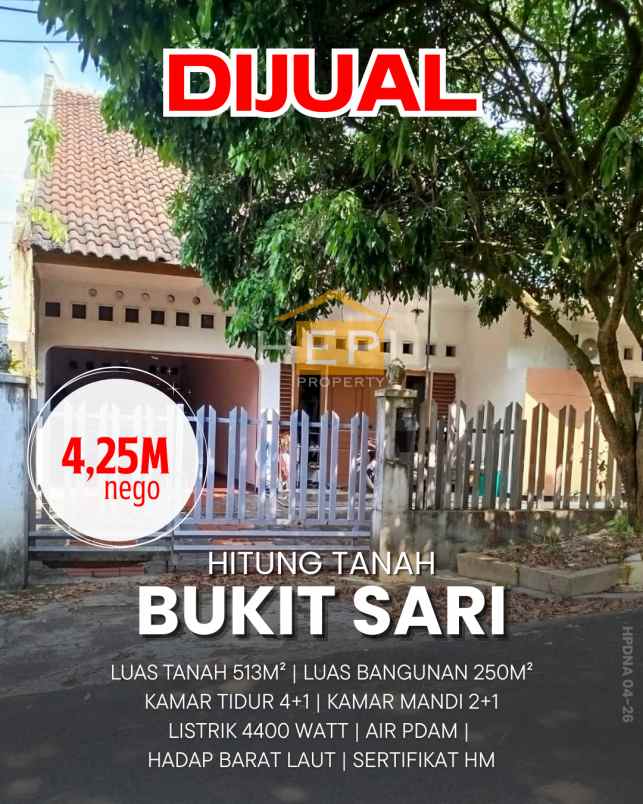 dijual rumah hitung tanah di bukit sari semarang