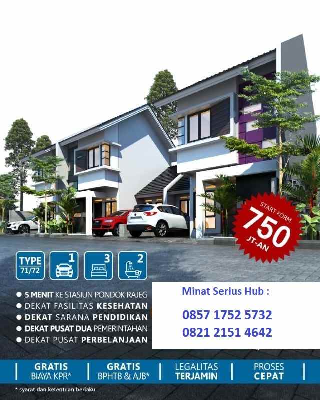 dijual rumah jalan pondok rajeg