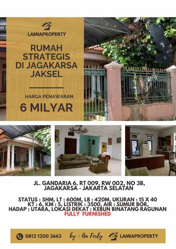 dijual rumah jl gandaria 6 rt w 009 002