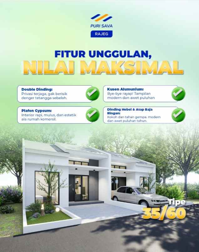 dijual rumah perumahan subsidi puri