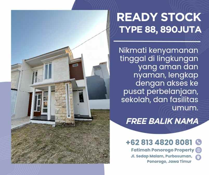 dijual rumah sedap malam purbosuman