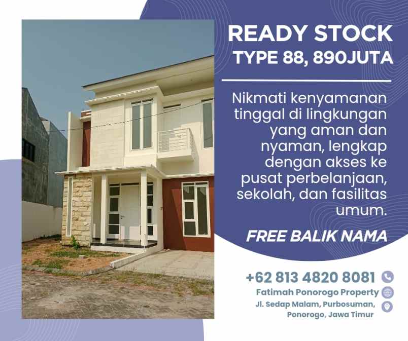 dijual rumah sedap malam purbosuman