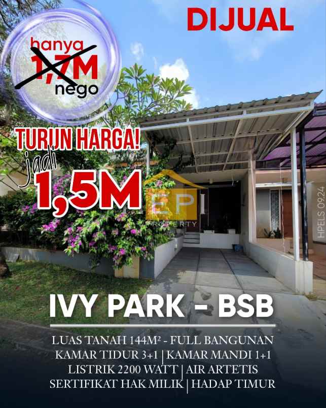 dijual rumah siap huni ivy park bsb semarang