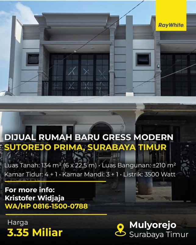 dijual rumah sutorejo prima selatan