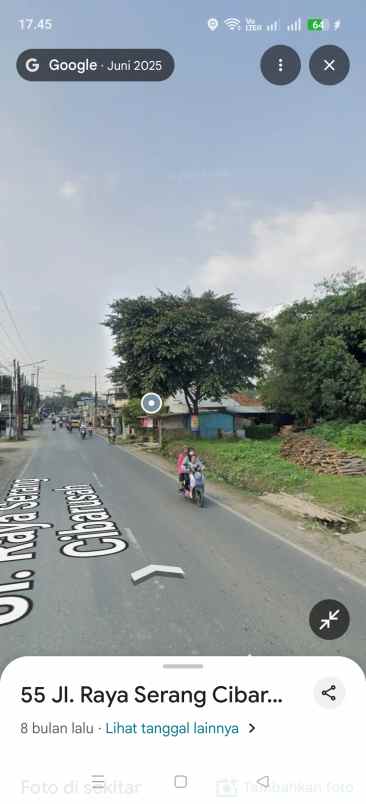 dijual sebidang tanah di pinggir jalan raya cibarusah