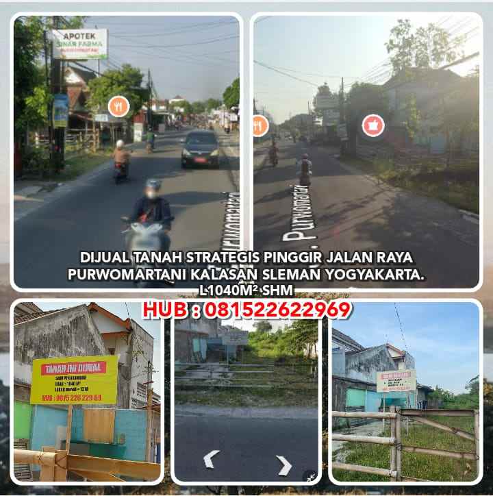 dijual tanah jalan raya purwomartani