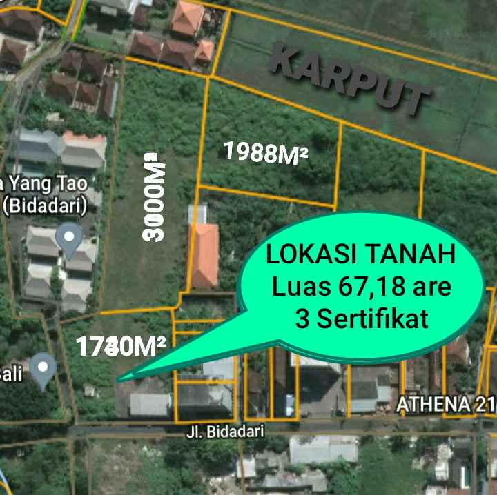 dijual tanah jl bidadari gn athena i