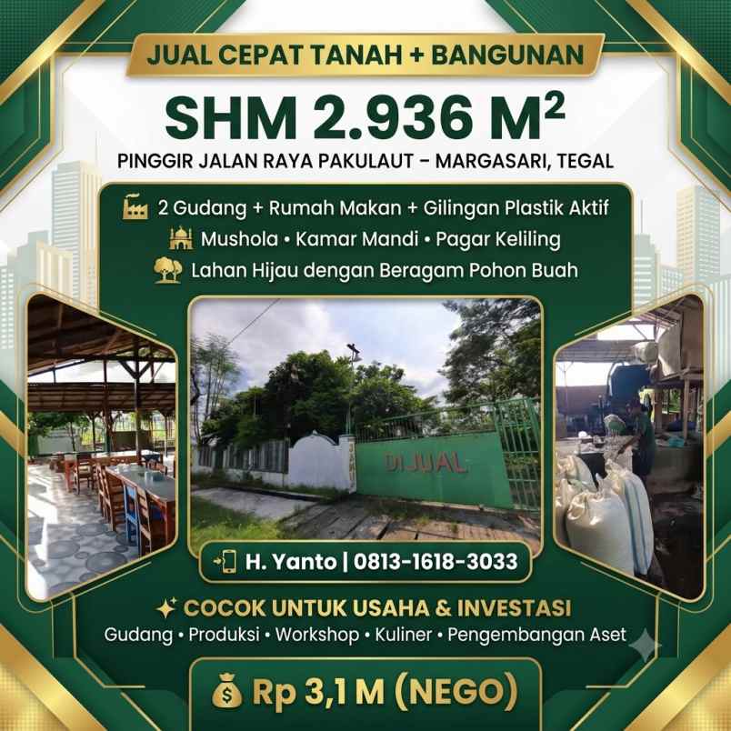 dijual tanah jl pakulaut margasari tegal