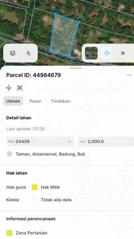 dijual tanah jl sedap malam br ketagon