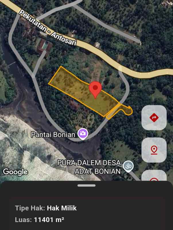 dijual tanah pantai bonian antap